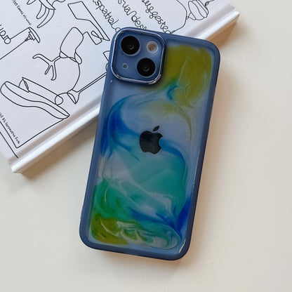 For iPhone 13 Oil Painting Electroplating TPU Phone Case(Blue) - iPhone 13 Cases by PMC Jewellery | Online Shopping South Africa | PMC Jewellery