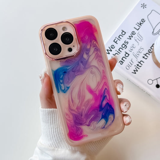 For iPhone 13 Pro Oil Painting Electroplating TPU Phone Case(Pink) - iPhone 13 Pro Cases by PMC Jewellery | Online Shopping South Africa | PMC Jewellery