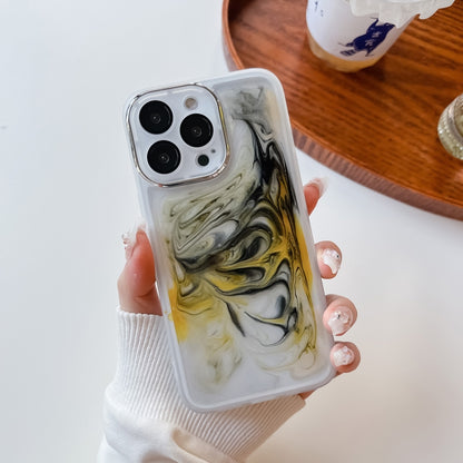 For iPhone 13 Pro Oil Painting Electroplating TPU Phone Case(White) - iPhone 13 Pro Cases by PMC Jewellery | Online Shopping South Africa | PMC Jewellery