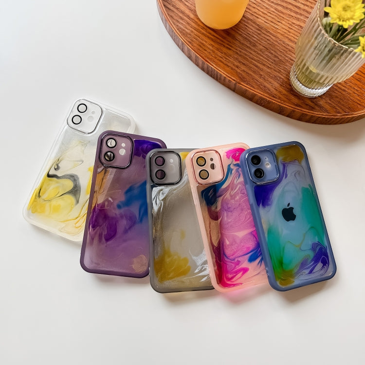 For iPhone 12 Oil Painting Electroplating TPU Phone Case(Grey) - iPhone 12 / 12 Pro Cases by PMC Jewellery | Online Shopping South Africa | PMC Jewellery