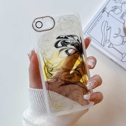 For iPhone SE 2022/2020 / 8 / 7 Oil Painting Electroplating TPU Phone Case(White) - iPhone SE 2022 / 2020 / 8 / 7 Cases by PMC Jewellery | Online Shopping South Africa | PMC Jewellery