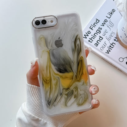 For iPhone 8 Plus / 7 Plus Oil Painting Electroplating TPU Phone Case(White) - More iPhone Cases by PMC Jewellery | Online Shopping South Africa | PMC Jewellery