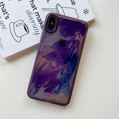 For iPhone XS Max Oil Painting Electroplating TPU Phone Case(Purple) - More iPhone Cases by PMC Jewellery | Online Shopping South Africa | PMC Jewellery