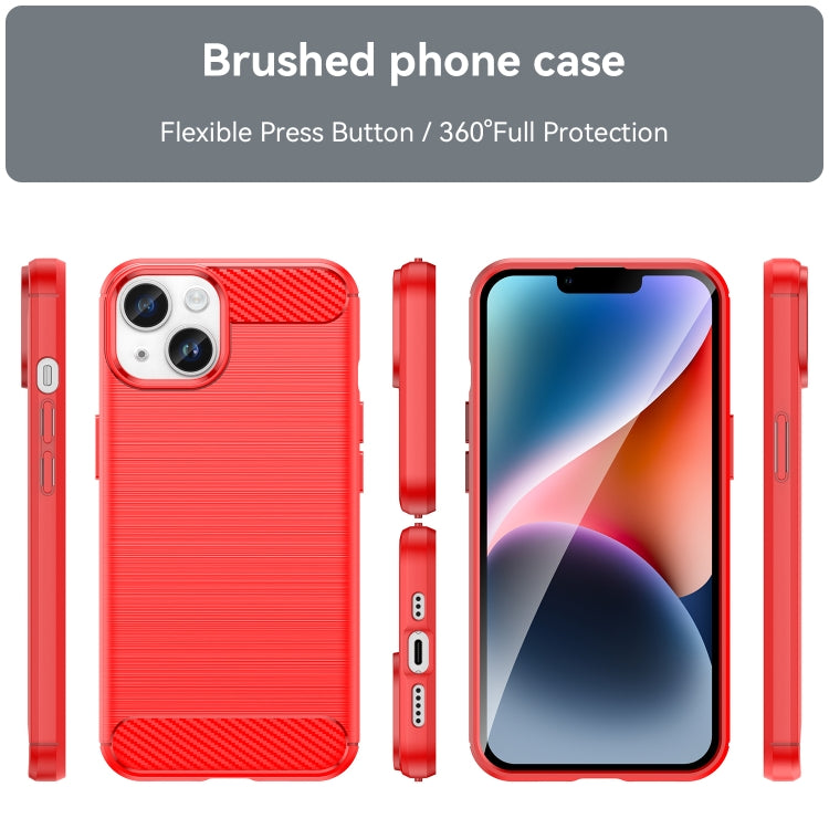 For iPhone 15 Brushed Texture Carbon Fiber TPU Phone Case(Red) - iPhone 15 Cases by PMC Jewellery | Online Shopping South Africa | PMC Jewellery