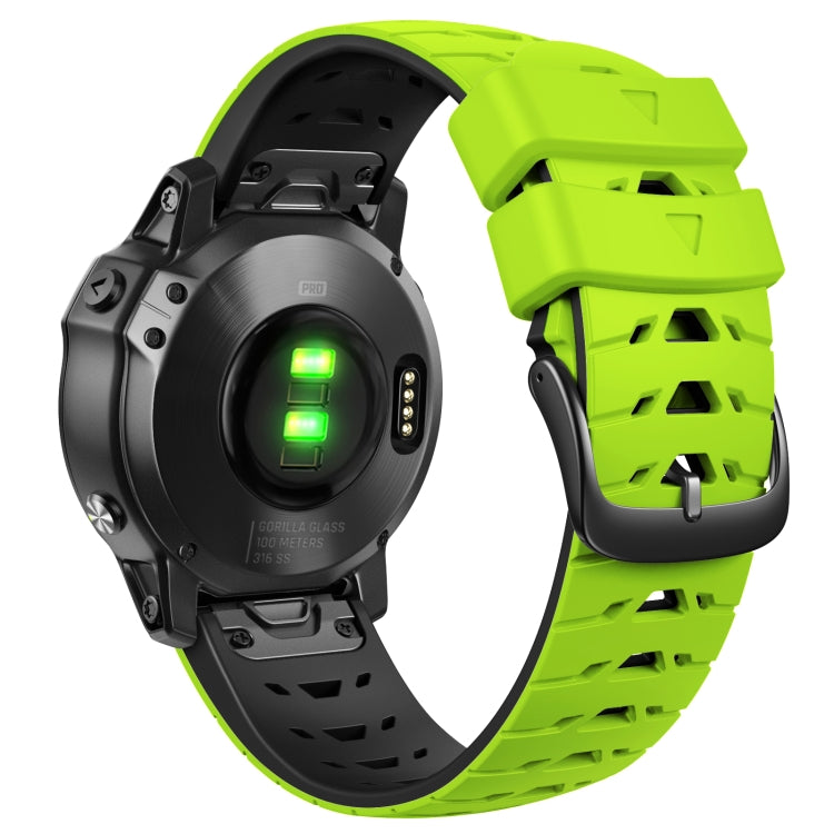 For Garmin Fenix 7 22mm Trapezoidal Quick Release Silicone Watch Band(Green Black) -  by PMC Jewellery | Online Shopping South Africa | PMC Jewellery