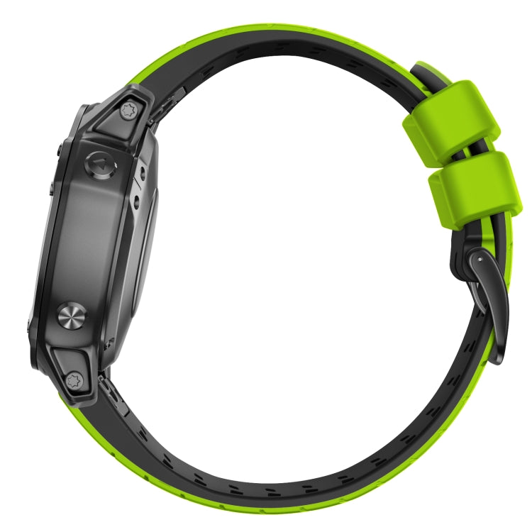 For Garmin Fenix 7 22mm Trapezoidal Quick Release Silicone Watch Band(Green Black) -  by PMC Jewellery | Online Shopping South Africa | PMC Jewellery