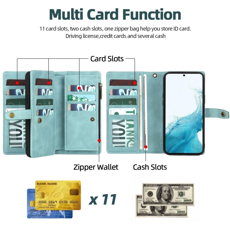 For Samsung Galaxy S10 Zipper Wallet Detachable MagSafe Leather Phone Case(Blue) - Galaxy Phone Cases by PMC TechLife | Online Shopping South Africa | PMC TechLife