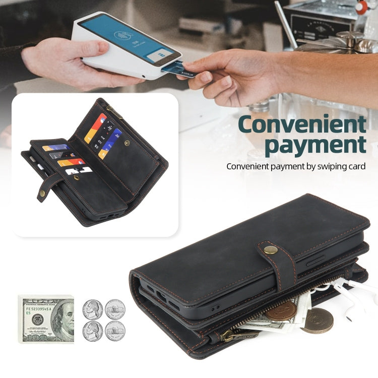 For Samsung Galaxy A50 Zipper Wallet Detachable MagSafe Leather Phone Case(Black) - Galaxy Phone Cases by PMC TechLife | Online Shopping South Africa | PMC TechLife