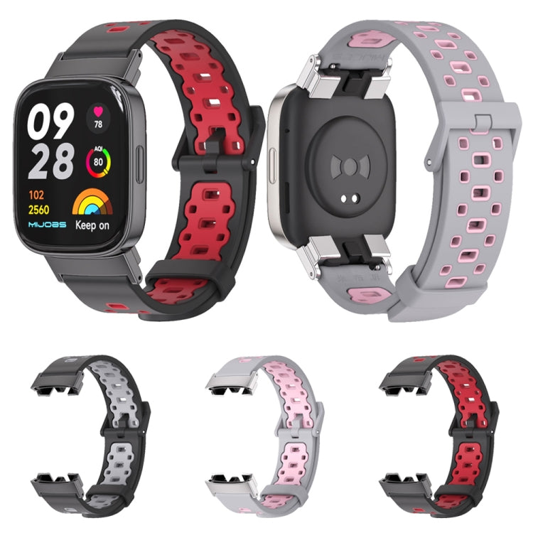 For Redmi Watch 3 Mijobs Square Hole Breathable TPU Watch Band(Black Red) -  by MIJOBS | Online Shopping South Africa | PMC Jewellery