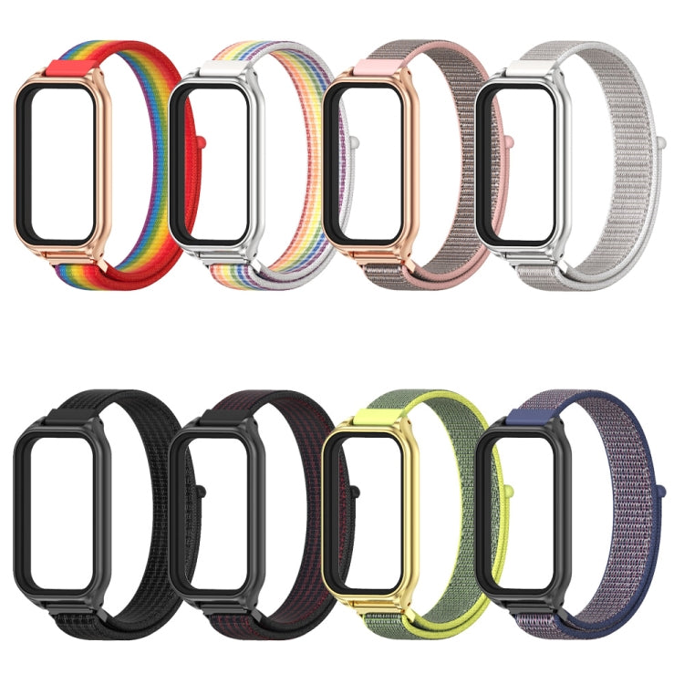 For Redmi Band 2 Mijobs Metal Shell Breathable Nylon Loop Watch Band(Rainbow Rose Gold) - Watch Bands by MIJOBS | Online Shopping South Africa | PMC Jewellery | Buy Now Pay Later Mobicred