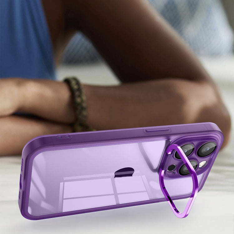 For iPhone 14 Pro Max Invisible Lens Bracket Matte Transparent Phone Case(Royal Blue) - iPhone 14 Pro Max Cases by PMC TechLife | Online Shopping South Africa | PMC TechLife
