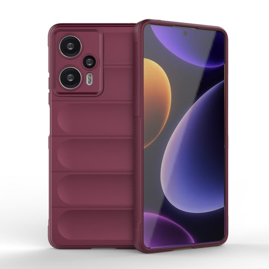 For Xiaomi Redmi Note 12 Turbo Magic Shield TPU + Flannel Phone Case(Wine Red) - Xiaomi Cases by PMC Jewellery | Online Shopping South Africa | PMC Jewellery