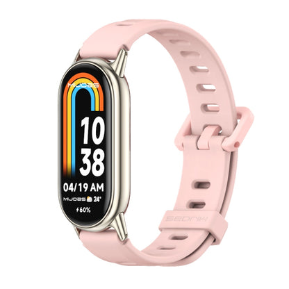 For Xiaomi Mi Band 8 Mijobs Flat Hole Breathable Silicone Watch Band(Pink+Light Gold) -  by MIJOBS | Online Shopping South Africa | PMC Jewellery