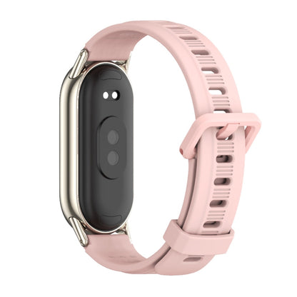 For Xiaomi Mi Band 8 Mijobs Flat Hole Breathable Silicone Watch Band(Pink+Light Gold) -  by MIJOBS | Online Shopping South Africa | PMC Jewellery