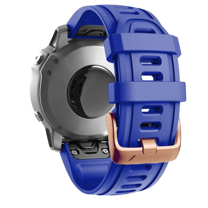 For Garmin Fenix 7S / 6S Pro / 5S Plus 20mm Rose Gold Buckle Silicone Watch Band(Blue) - Watch Bands by PMC Jewellery | Online Shopping South Africa | PMC Jewellery