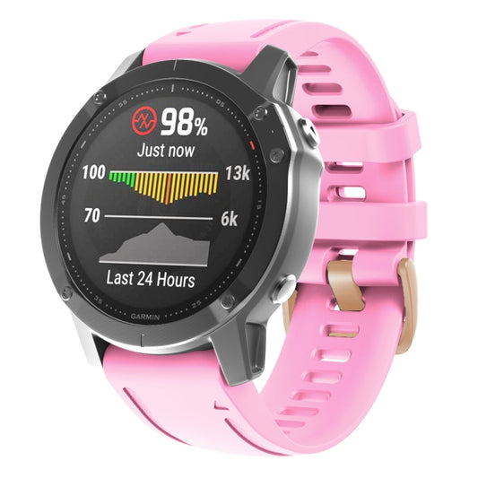 For Garmin Fenix 7S / 6S Pro / 5S Plus 20mm Rose Gold Buckle Silicone Watch Band(Pink) - Watch Bands by PMC Jewellery | Online Shopping South Africa | PMC Jewellery