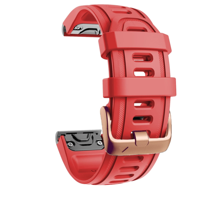 For Garmin Fenix 7S / 6S Pro / 5S Plus 20mm Rose Gold Buckle Silicone Watch Band(Red) - Watch Bands by PMC Jewellery | Online Shopping South Africa | PMC Jewellery