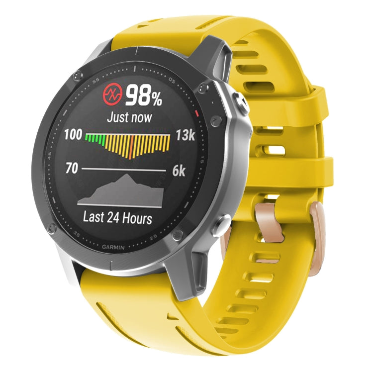 For Garmin Fenix 7S / 6S Pro / 5S Plus 20mm Rose Gold Buckle Silicone Watch Band(Yellow) - Watch Bands by PMC Jewellery | Online Shopping South Africa | PMC Jewellery