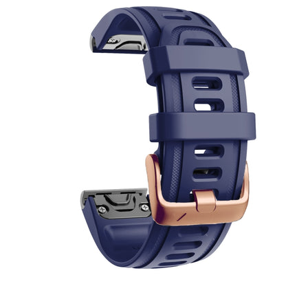 For Garmin Fenix 7S / 6S Pro / 5S Plus 20mm Rose Gold Buckle Silicone Watch Band(Dark Blue) - Watch Bands by PMC Jewellery | Online Shopping South Africa | PMC Jewellery