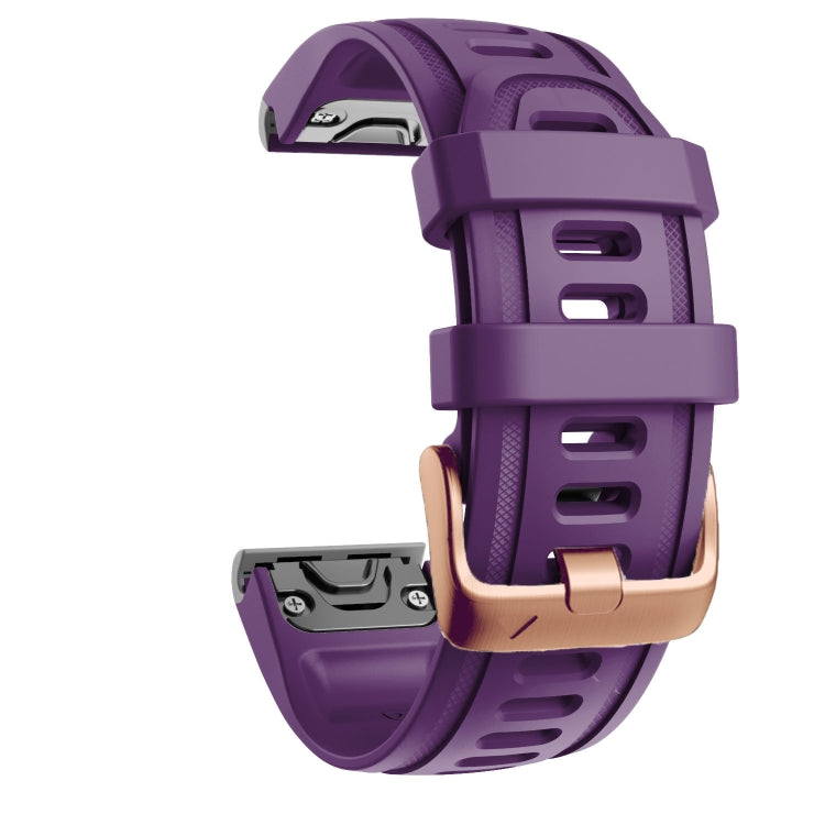 For Garmin Fenix 7S / 6S Pro / 5S Plus 20mm Rose Gold Buckle Silicone Watch Band(Purple) - Watch Bands by PMC Jewellery | Online Shopping South Africa | PMC Jewellery