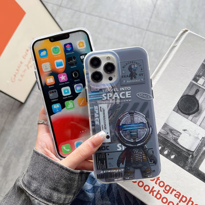 For iPhone 12 Pro Max Dual-side IMD Astronaut Frosted Phone Case(Black Gold) - iPhone 12 Pro Max Cases by PMC Jewellery | Online Shopping South Africa | PMC Jewellery