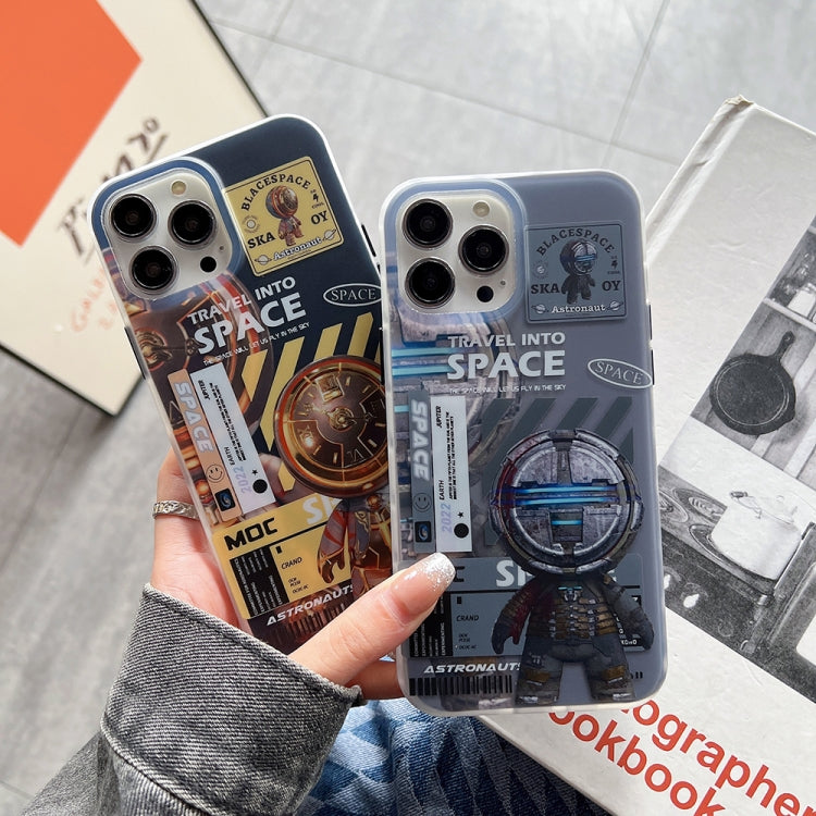 For iPhone 14 Pro Dual-side IMD Astronaut Frosted Phone Case(Black Gold) - iPhone 14 Pro Cases by PMC Jewellery | Online Shopping South Africa | PMC Jewellery