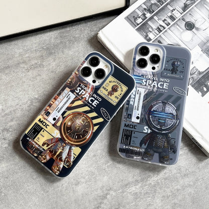 For iPhone 13 Pro Max Dual-side IMD Astronaut Frosted Phone Case(Black Gold) - iPhone 13 Pro Max Cases by PMC Jewellery | Online Shopping South Africa | PMC Jewellery