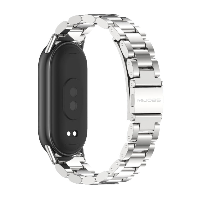 For Xiaomi Mi Band 8 / 9 / 9 NFC Mijobs Three Bead Stainless Steel Watch Band(Silver) - Watch Bands by MIJOBS | Online Shopping South Africa | PMC Jewellery | Buy Now Pay Later Mobicred