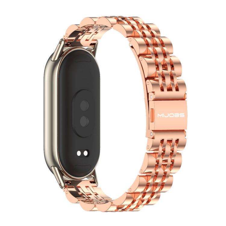 For Xiaomi Mi Band 8 Mijobs Seven Bead Stainless Steel Watch Band(Rose Gold+Light Gold) -  by MIJOBS | Online Shopping South Africa | PMC Jewellery