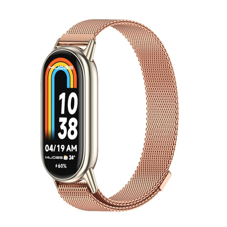 For Xiaomi Mi Band 8 / 9 / 9 NFC Mijobs Milan Magnetic Metal Stainless Steel Watch Band(Rose Gold+Light Gold) - Watch Bands by MIJOBS | Online Shopping South Africa | PMC Jewellery | Buy Now Pay Later Mobicred