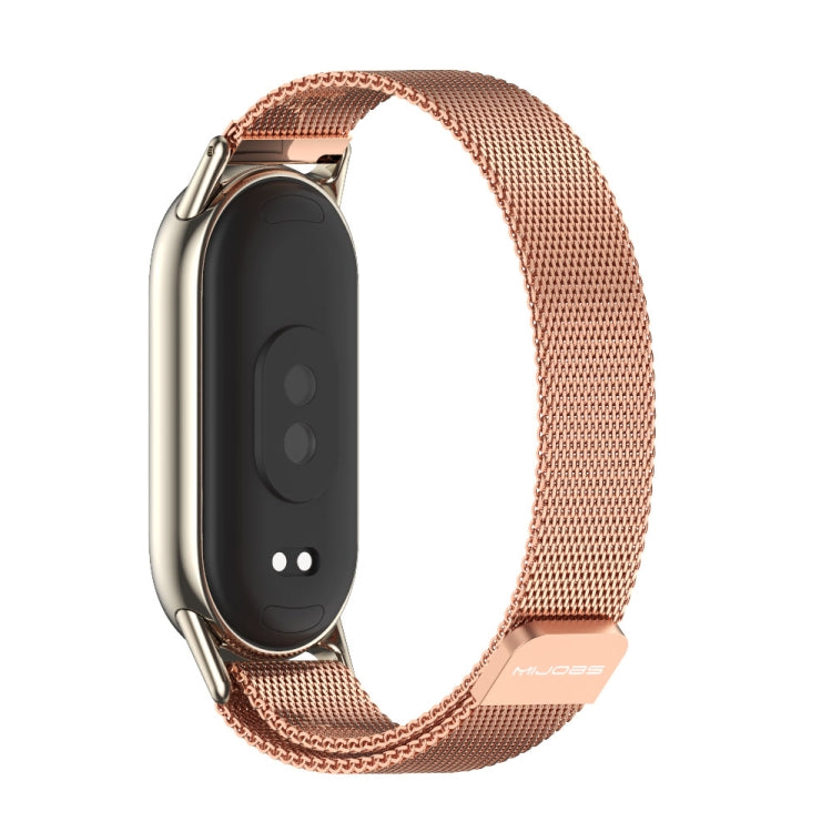 For Xiaomi Mi Band 8 / 9 / 9 NFC Mijobs Milan Magnetic Metal Stainless Steel Watch Band(Rose Gold+Light Gold) - Watch Bands by MIJOBS | Online Shopping South Africa | PMC Jewellery | Buy Now Pay Later Mobicred