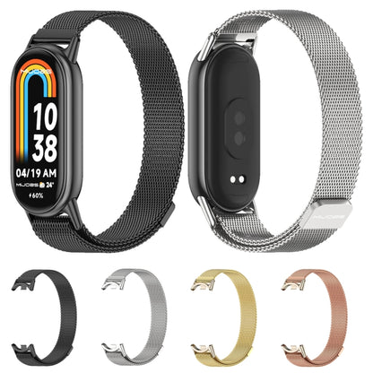 For Xiaomi Mi Band 8 / 9 / 9 NFC Mijobs Milan Magnetic Metal Stainless Steel Watch Band(Rose Gold+Light Gold) - Watch Bands by MIJOBS | Online Shopping South Africa | PMC Jewellery | Buy Now Pay Later Mobicred