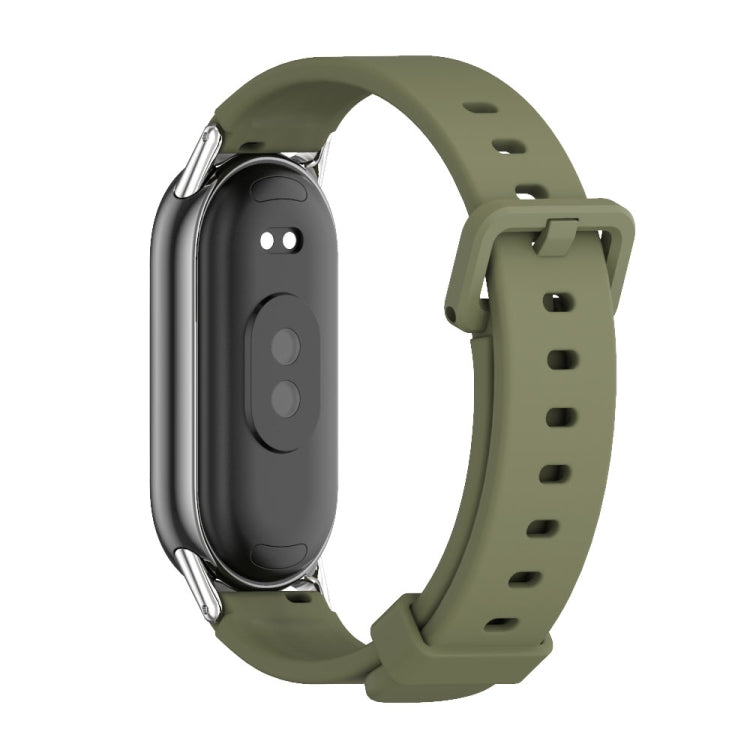 For Xiaomi Mi Band 8 Mijobs Silicone Breathable Watch Band(Army Green+Silver) -  by MIJOBS | Online Shopping South Africa | PMC Jewellery