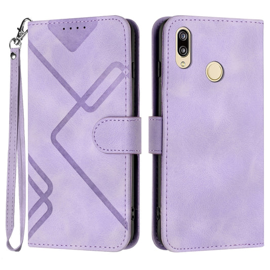 For Huawei Y6 2019 Line Pattern Skin Feel Leather Phone Case(Light Purple) - Huawei Cases by PMC Jewellery | Online Shopping South Africa | PMC Jewellery