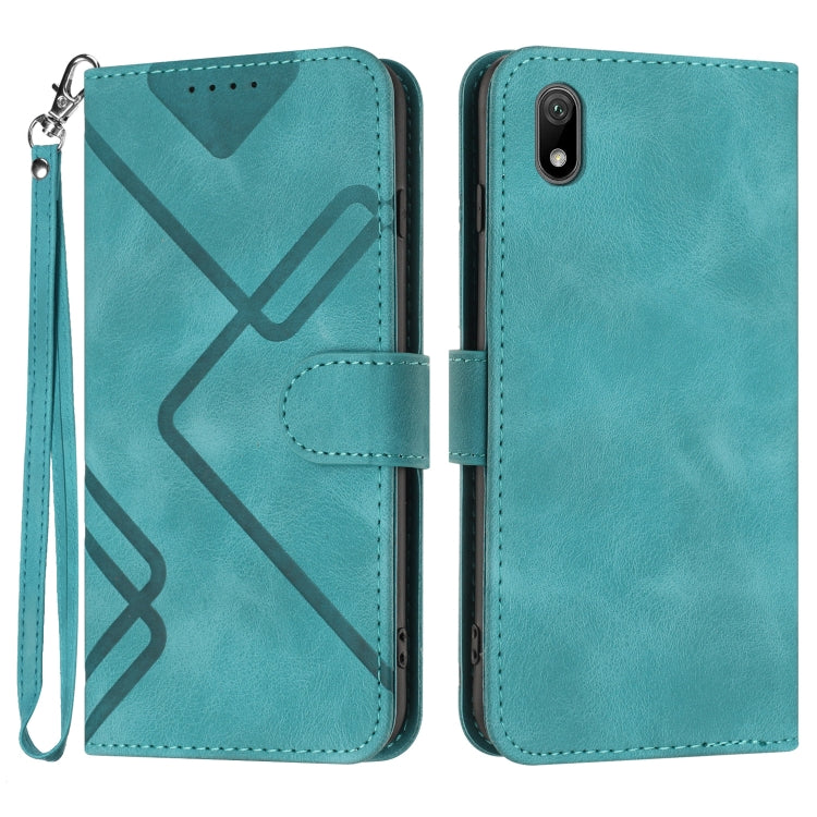 For Honor 8S Line Pattern Skin Feel Leather Phone Case(Light Blue) - Honor Cases by PMC Jewellery | Online Shopping South Africa | PMC Jewellery