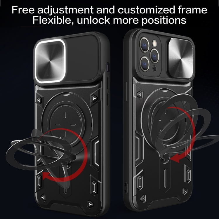For iPhone 12 Pro CD Texture Sliding Camshield Magnetic Holder Phone Case(Silver) - free shipping - PMC TechLife - Order now!