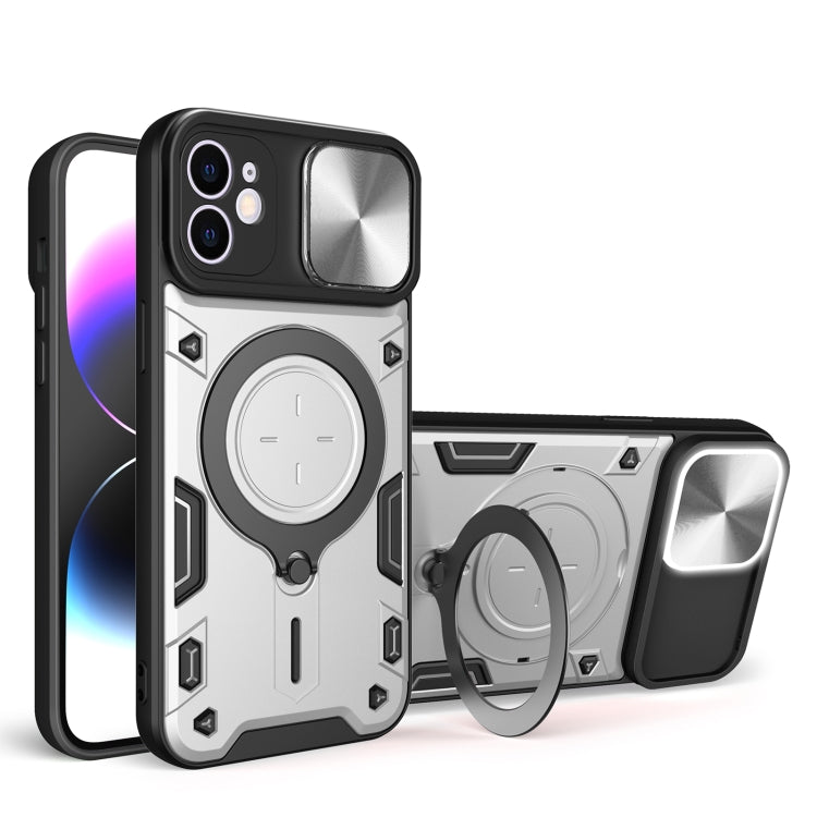 For iPhone 11 CD Texture Sliding Camshield Magnetic Holder Phone Case(Silver) - free shipping - PMC TechLife - Order now!