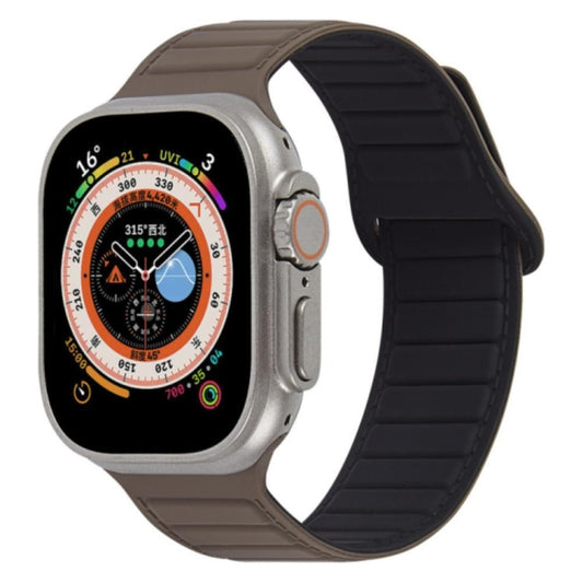 For Apple Watch 7 41mm Loop Magnetic Silicone Watch Band(Coffee Black) - Watch Bands by PMC Jewellery | Online Shopping South Africa | PMC Jewellery