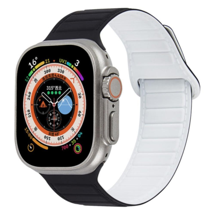For Apple Watch SE 2022 44mm Loop Magnetic Silicone Watch Band(Black White) - Watch Bands by PMC TechLife | Online Shopping South Africa | PMC TechLife