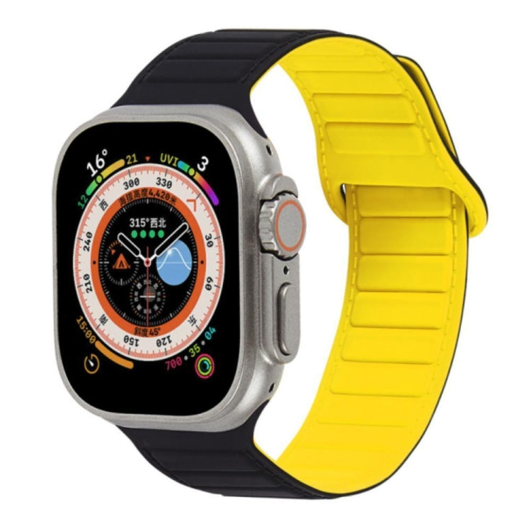 For Apple Watch SE 40mm Loop Magnetic Silicone Watch Band(Black Yellow) - Watch Bands by PMC Jewellery | Online Shopping South Africa | PMC Jewellery