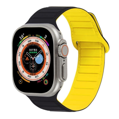 For Apple Watch 6 44mm Loop Magnetic Silicone Watch Band(Black Yellow) - Watch Bands by PMC Jewellery | Online Shopping South Africa | PMC Jewellery