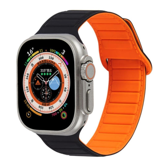 For Apple Watch 4 40mm Loop Magnetic Silicone Watch Band(Black Orange) - Watch Bands by PMC Jewellery | Online Shopping South Africa | PMC Jewellery