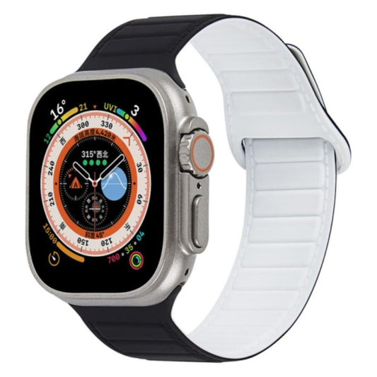 For Apple Watch 3 42mm Loop Magnetic Silicone Watch Band(Black White) - Watch Bands by PMC Jewellery | Online Shopping South Africa | PMC Jewellery