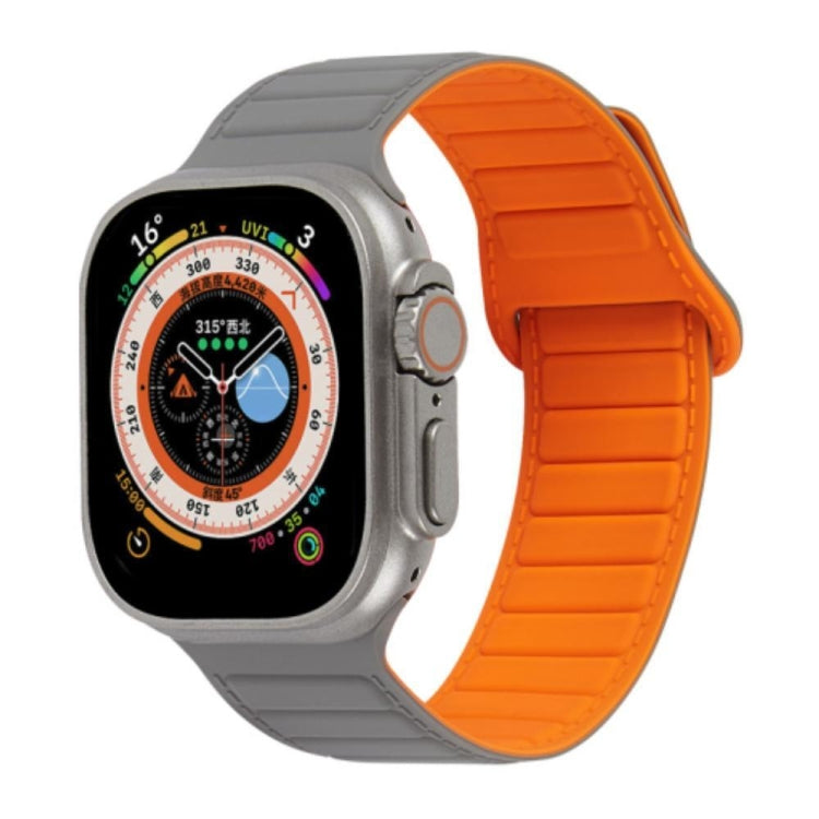 For Apple Watch 2 42mm Loop Magnetic Silicone Watch Band(Grey Orange) - Watch Bands by PMC Jewellery | Online Shopping South Africa | PMC Jewellery