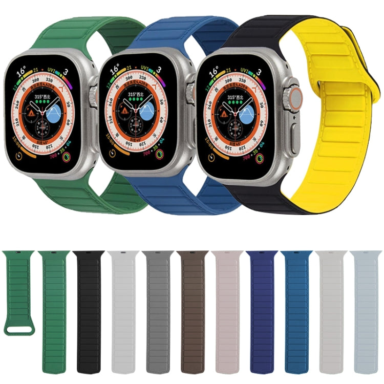 For Apple Watch 42mm Loop Magnetic Silicone Watch Band(Grey Orange) - Watch Bands by PMC TechLife | Online Shopping South Africa | PMC TechLife