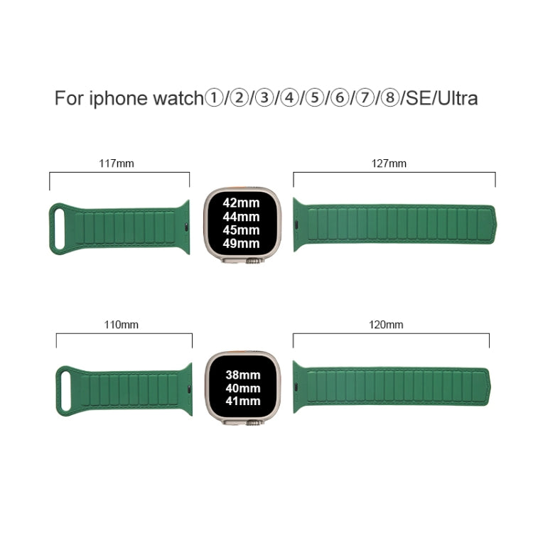 For Apple Watch 42mm Loop Magnetic Silicone Watch Band(Green) - Watch Bands by PMC Jewellery | Online Shopping South Africa | PMC Jewellery