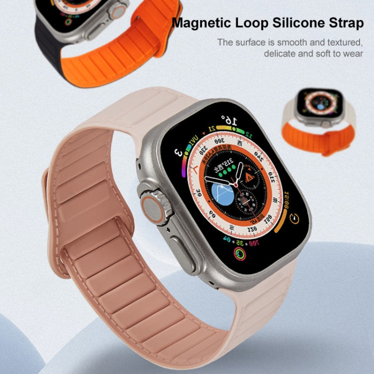 For Apple Watch 42mm Loop Magnetic Silicone Watch Band(Grey Orange) - Watch Bands by PMC Jewellery | Online Shopping South Africa | PMC Jewellery