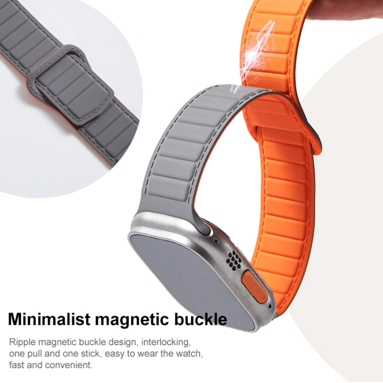 For Apple Watch 4 40mm Loop Magnetic Silicone Watch Band(Grey Wine Red) - Watch Bands by PMC Jewellery | Online Shopping South Africa | PMC Jewellery