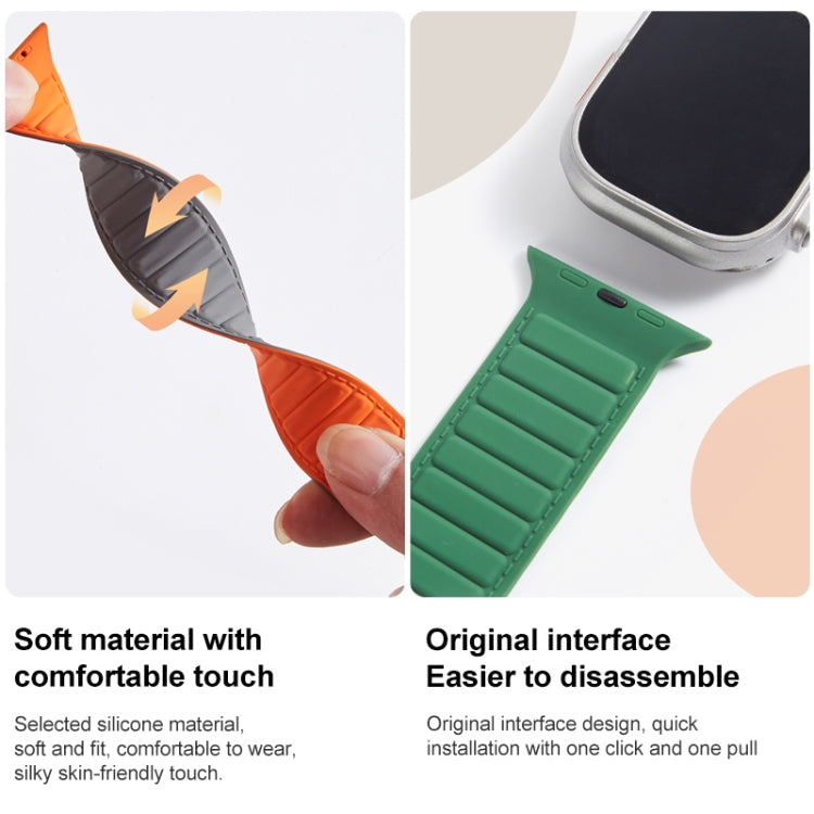 For Apple Watch 42mm Loop Magnetic Silicone Watch Band(Grey Orange) - Watch Bands by PMC TechLife | Online Shopping South Africa | PMC TechLife