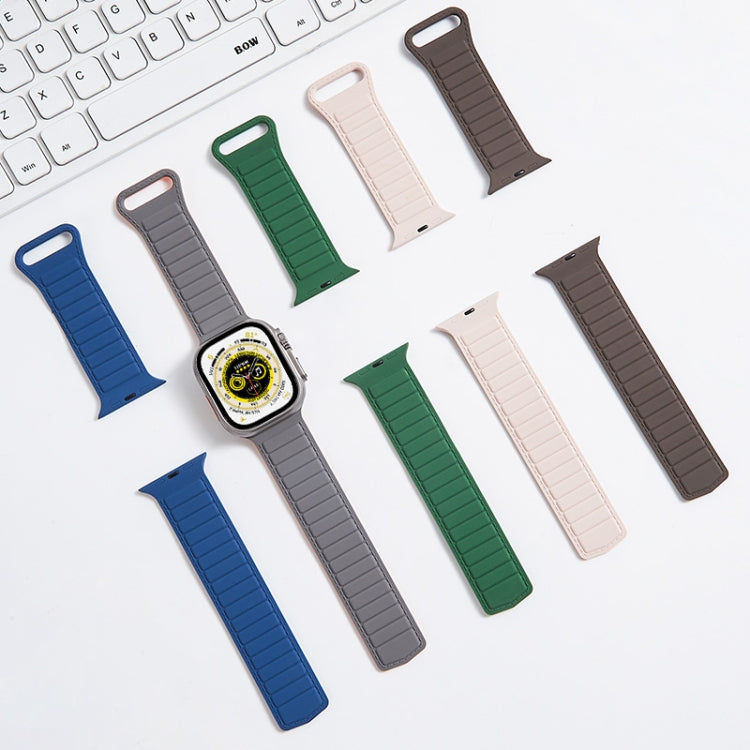 For Apple Watch 3 42mm Loop Magnetic Silicone Watch Band(Grey Orange) - Watch Bands by PMC Jewellery | Online Shopping South Africa | PMC Jewellery